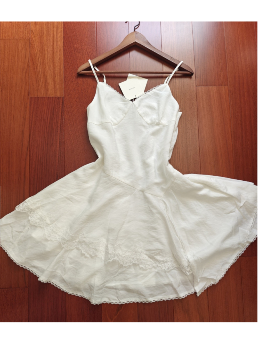 Women's White Lace Trim Mini Dress